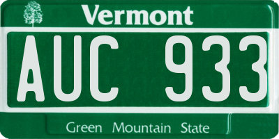 VT license plate AUC933