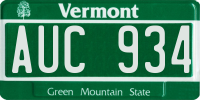 VT license plate AUC934
