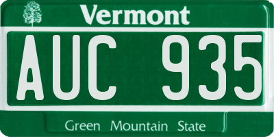 VT license plate AUC935