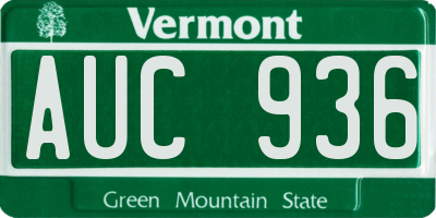 VT license plate AUC936
