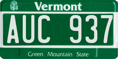 VT license plate AUC937