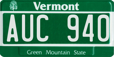 VT license plate AUC940