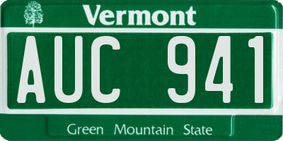 VT license plate AUC941