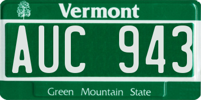 VT license plate AUC943