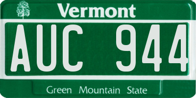 VT license plate AUC944