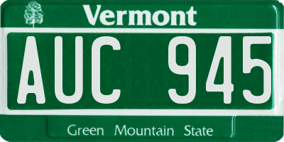 VT license plate AUC945