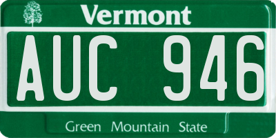 VT license plate AUC946