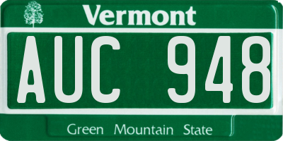 VT license plate AUC948