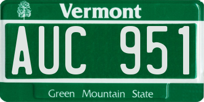 VT license plate AUC951