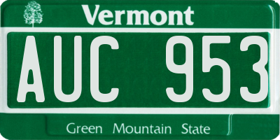 VT license plate AUC953