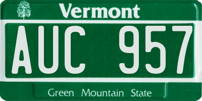 VT license plate AUC957