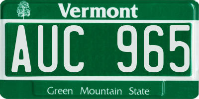 VT license plate AUC965