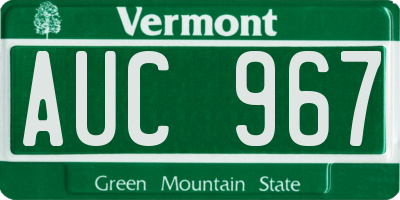 VT license plate AUC967