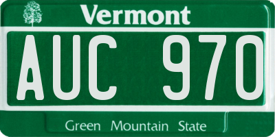 VT license plate AUC970