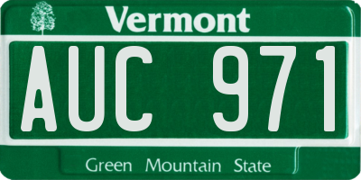 VT license plate AUC971