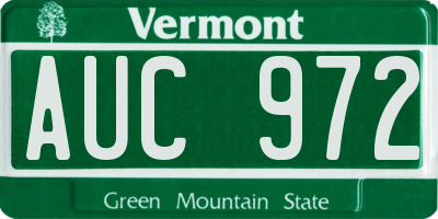 VT license plate AUC972