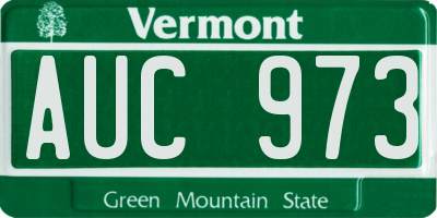 VT license plate AUC973
