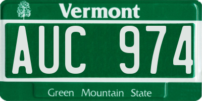 VT license plate AUC974