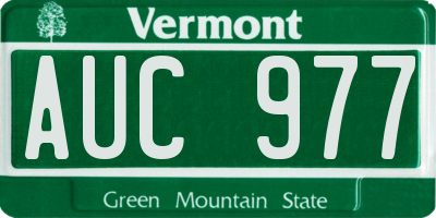 VT license plate AUC977