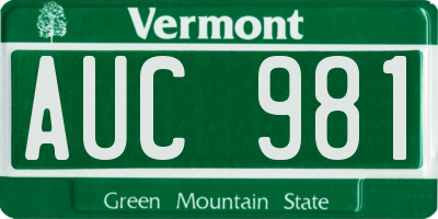VT license plate AUC981