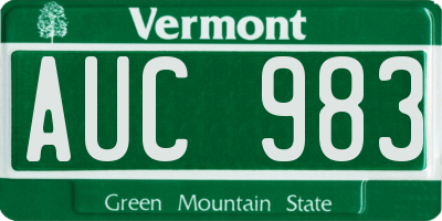 VT license plate AUC983