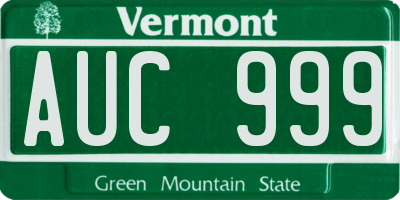 VT license plate AUC999