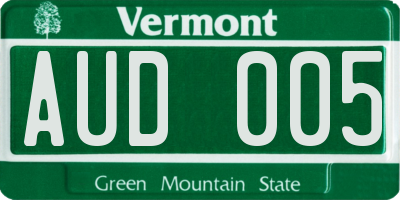 VT license plate AUD005