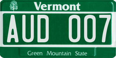 VT license plate AUD007