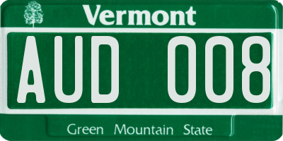 VT license plate AUD008