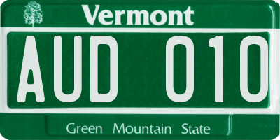 VT license plate AUD010