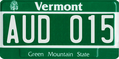 VT license plate AUD015