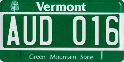 VT license plate AUD016