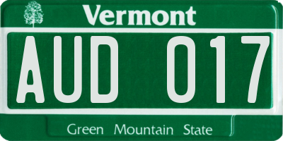 VT license plate AUD017