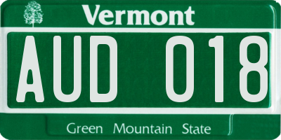 VT license plate AUD018