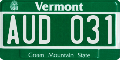 VT license plate AUD031