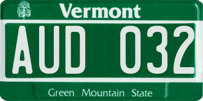 VT license plate AUD032