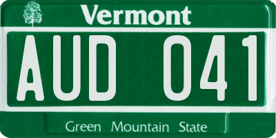 VT license plate AUD041