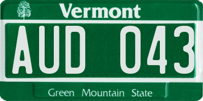 VT license plate AUD043