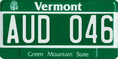 VT license plate AUD046