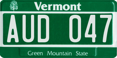 VT license plate AUD047