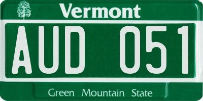 VT license plate AUD051