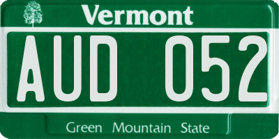 VT license plate AUD052