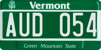 VT license plate AUD054