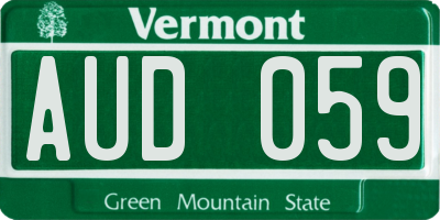 VT license plate AUD059