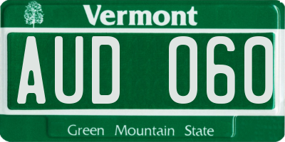 VT license plate AUD060