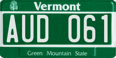 VT license plate AUD061