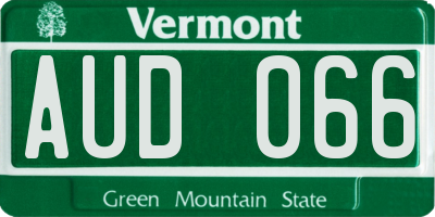 VT license plate AUD066
