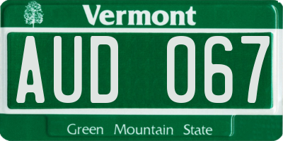 VT license plate AUD067