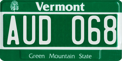 VT license plate AUD068