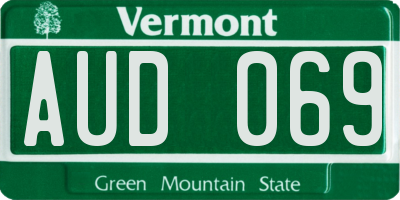 VT license plate AUD069